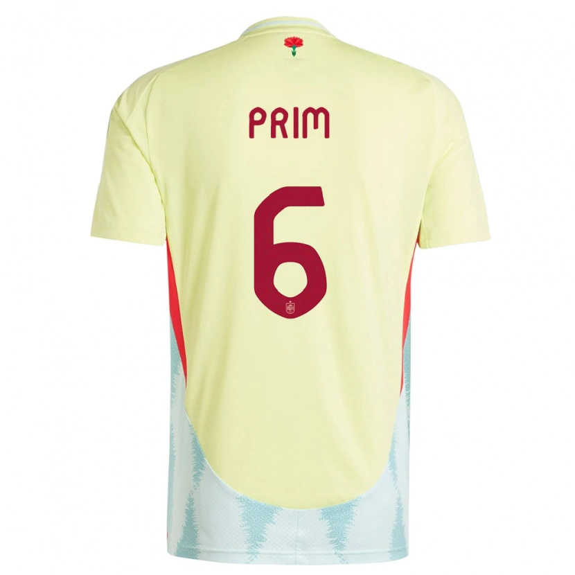 Danxen Hombre Camiseta España Pau Prim #6 Amarillo 2ª Equipación 24-26 La Camisa México