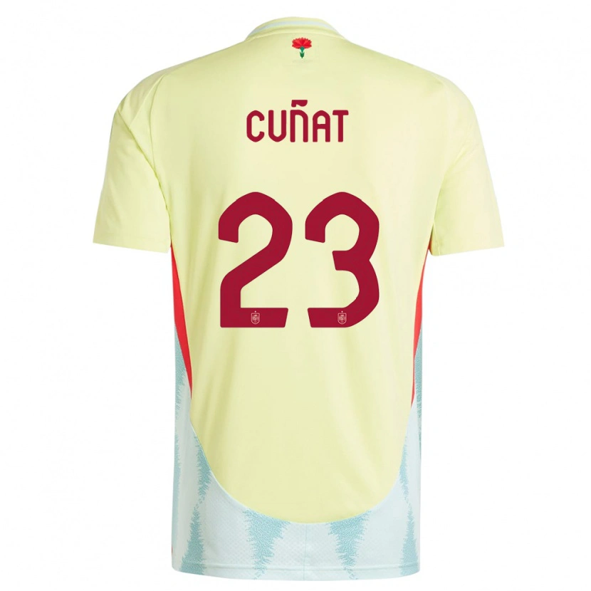 Danxen Hombre Camiseta España Pablo Cuñat #23 Amarillo 2ª Equipación 24-26 La Camisa México