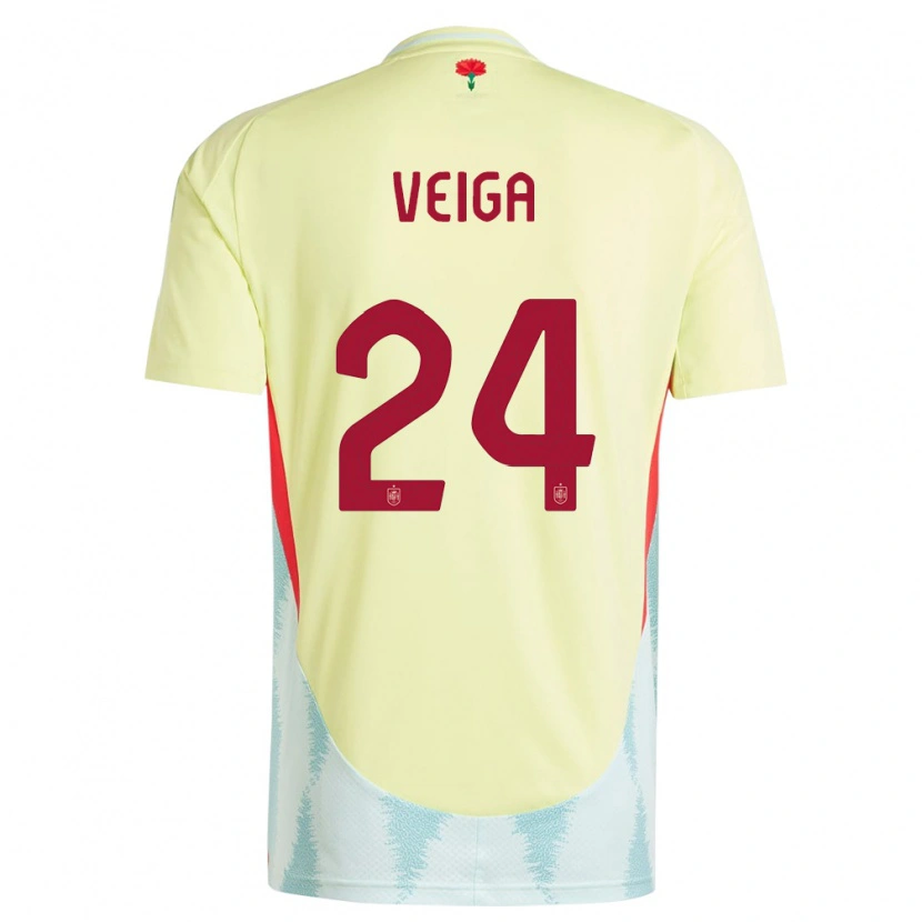 Danxen Hombre Camiseta España Gabri Veiga #24 Amarillo 2ª Equipación 24-26 La Camisa México