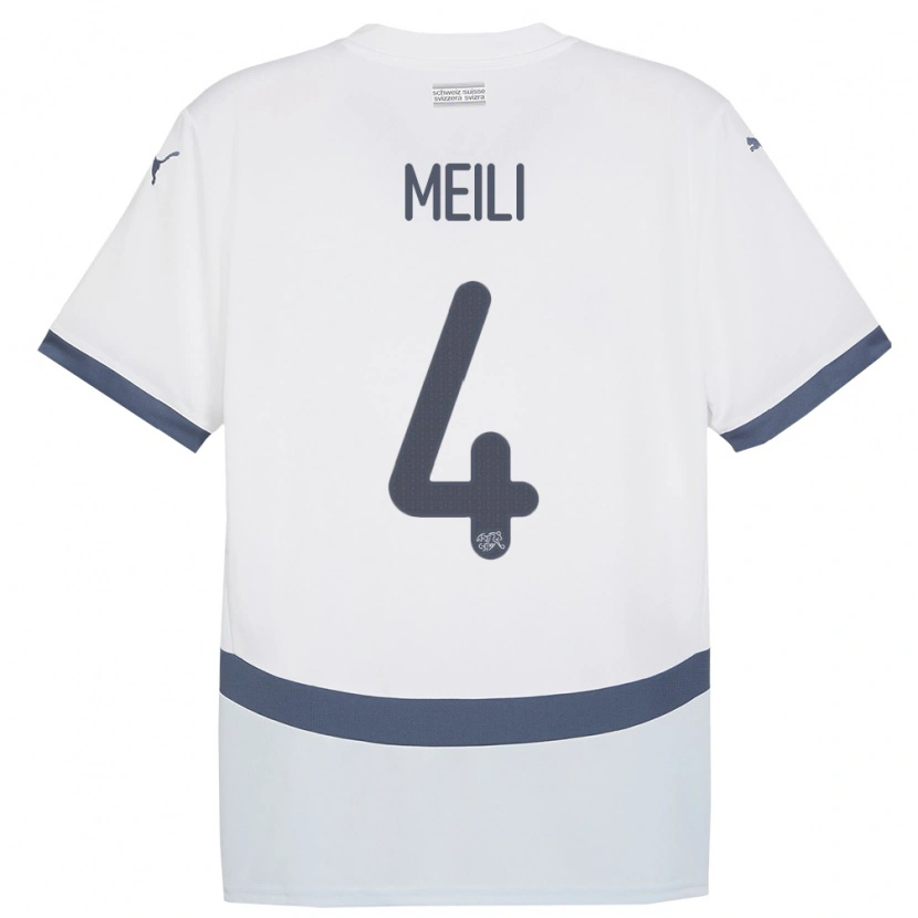 Danxen Hombre Camiseta Suiza Ezequiel Meili #4 Blanco 2ª Equipación 24-26 La Camisa México