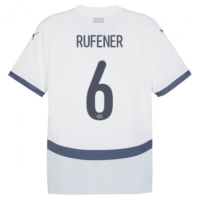 Danxen Hombre Camiseta Suiza Elio Rufener #6 Blanco 2ª Equipación 24-26 La Camisa México