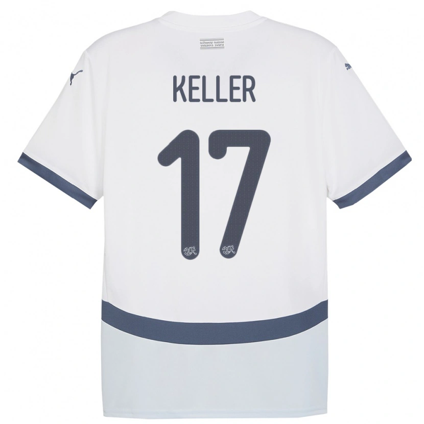 Danxen Hombre Camiseta Suiza Aaron Keller #17 Blanco 2ª Equipación 24-26 La Camisa México