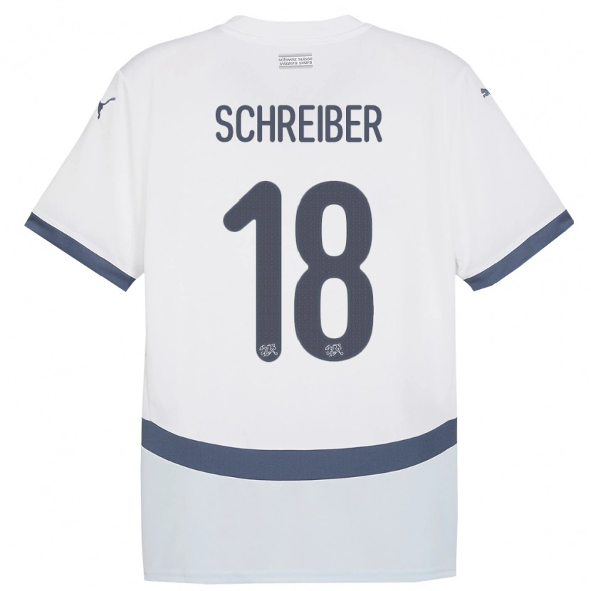 Danxen Hombre Camiseta Suiza Loris Schreiber #18 Blanco 2ª Equipación 24-26 La Camisa México