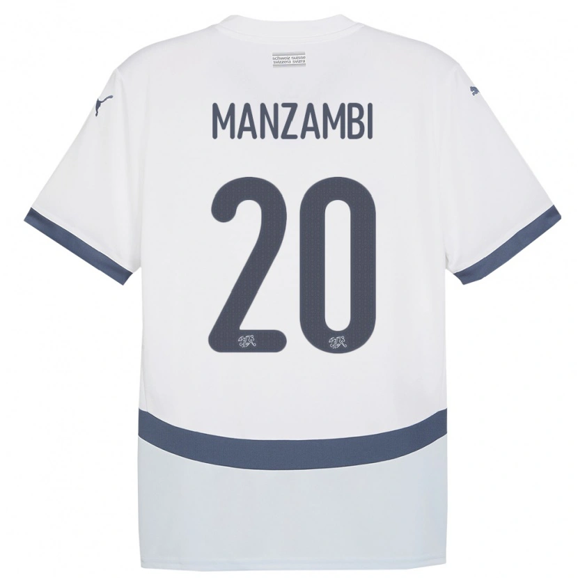 Danxen Hombre Camiseta Suiza Johan Manzambi #20 Blanco 2ª Equipación 24-26 La Camisa México