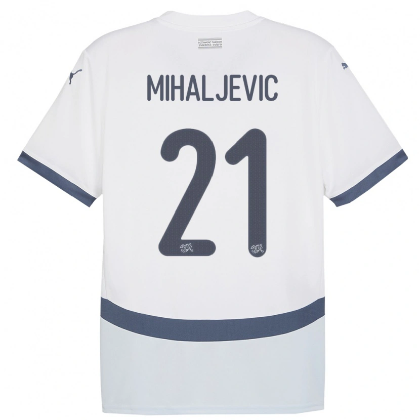 Danxen Hombre Camiseta Suiza Mark Mihaljevic #21 Blanco 2ª Equipación 24-26 La Camisa México