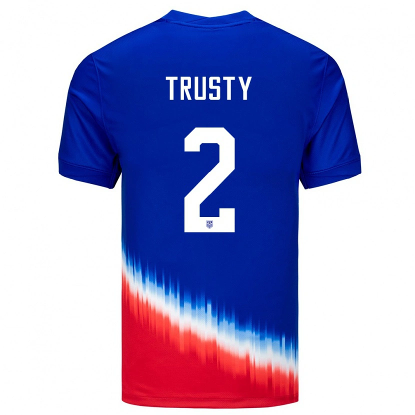Danxen Hombre Camiseta Estados Unidos Auston Trusty #2 Azul 2ª Equipación 24-26 La Camisa México
