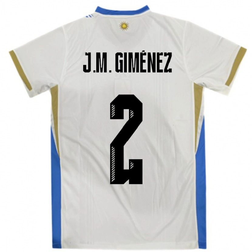 Danxen Hombre Camiseta Uruguay José María Giménez #2 Blanco Azul 2ª Equipación 24-26 La Camisa México