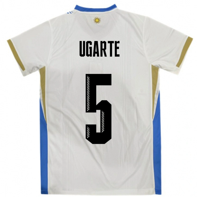 Danxen Hombre Camiseta Uruguay Manuel Ugarte #5 Blanco Azul 2ª Equipación 24-26 La Camisa México