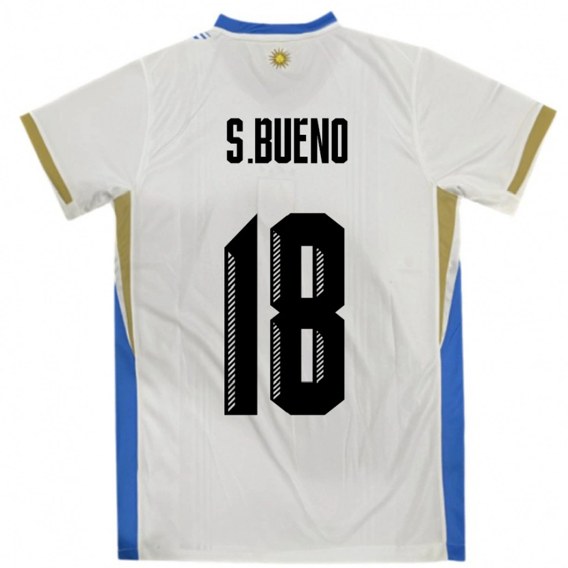 Danxen Hombre Camiseta Uruguay Santiago Bueno #18 Blanco Azul 2ª Equipación 24-26 La Camisa México