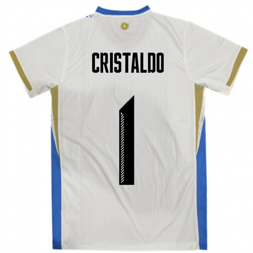 Danxen Hombre Camiseta Uruguay Fabian Cristaldo #1 Blanco Azul 2ª Equipación 24-26 La Camisa México