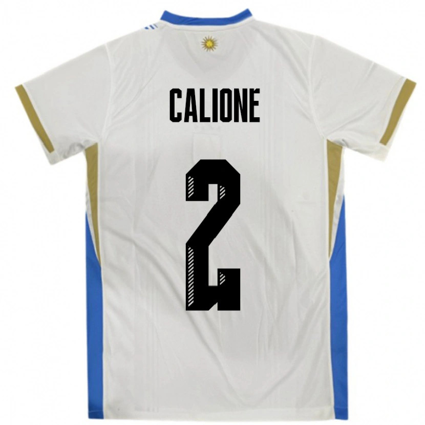 Danxen Hombre Camiseta Uruguay Paolo Calione #2 Blanco Azul 2ª Equipación 24-26 La Camisa México