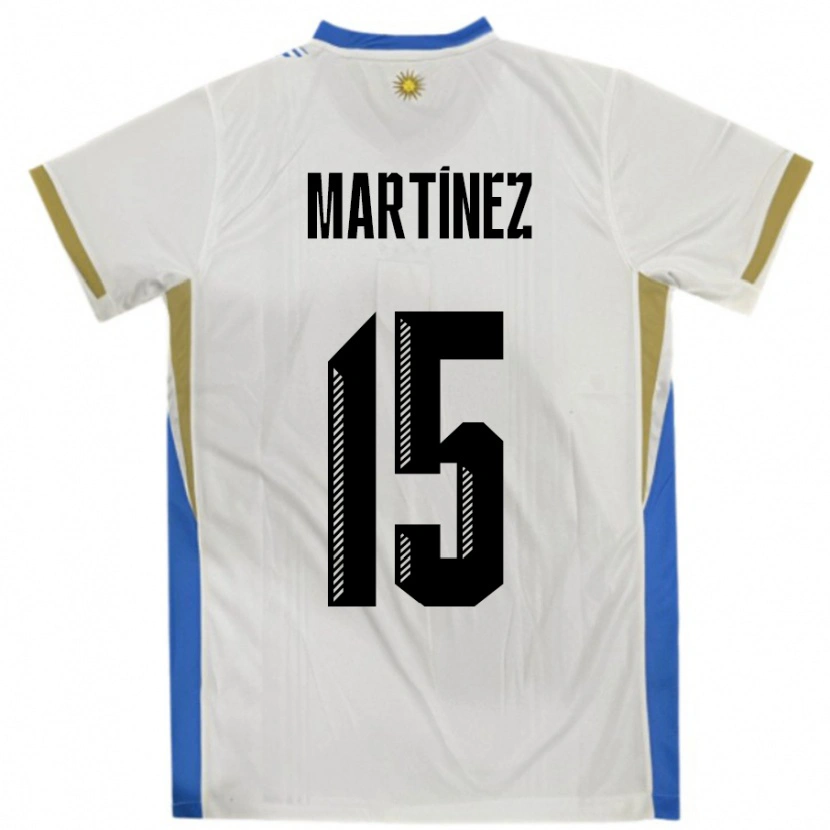 Danxen Hombre Camiseta Uruguay Facundo Martínez #15 Blanco Azul 2ª Equipación 24-26 La Camisa México