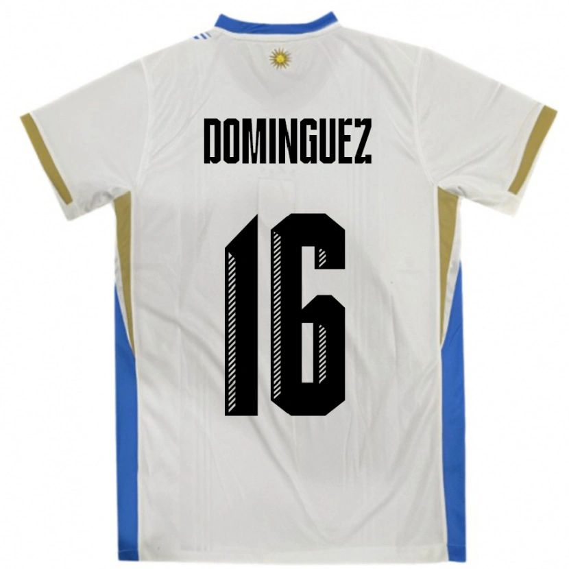 Danxen Hombre Camiseta Uruguay Facundo Dominguez #16 Blanco Azul 2ª Equipación 24-26 La Camisa México