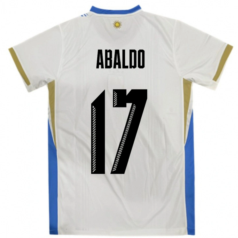 Danxen Hombre Camiseta Uruguay Matías Abaldo #17 Blanco Azul 2ª Equipación 24-26 La Camisa México
