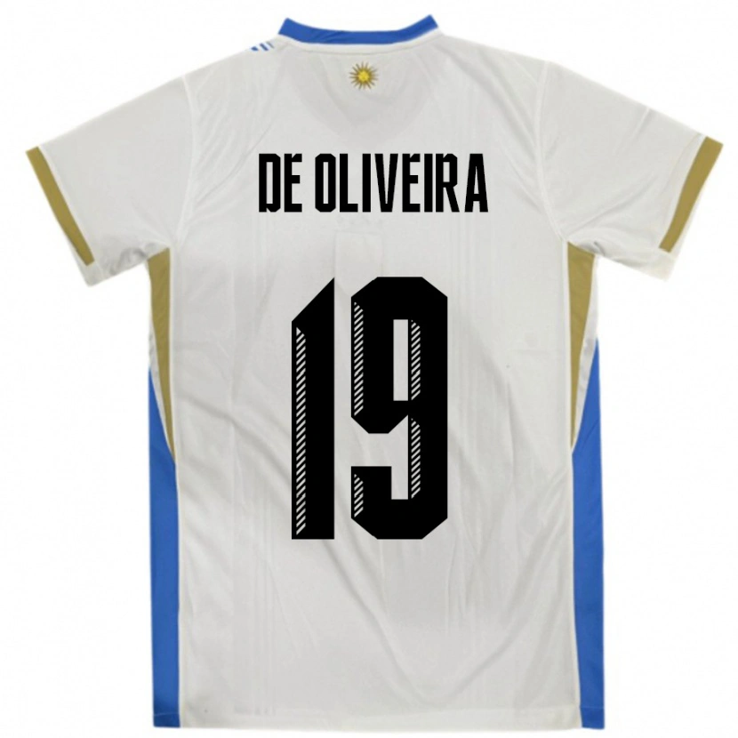 Danxen Hombre Camiseta Uruguay Emiliano De Oliveira #19 Blanco Azul 2ª Equipación 24-26 La Camisa México
