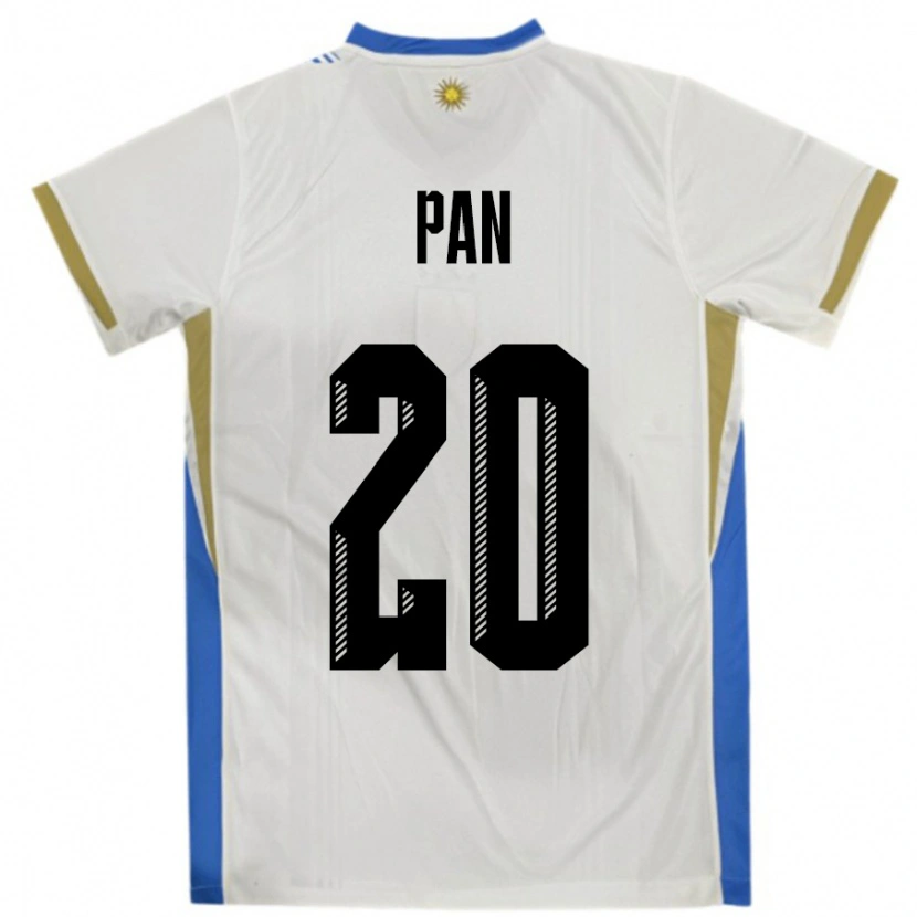 Danxen Hombre Camiseta Uruguay Gonzalo Pan #20 Blanco Azul 2ª Equipación 24-26 La Camisa México