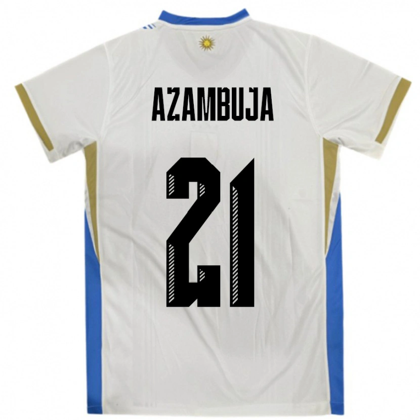 Danxen Hombre Camiseta Uruguay Nicolas Azambuja #21 Blanco Azul 2ª Equipación 24-26 La Camisa México