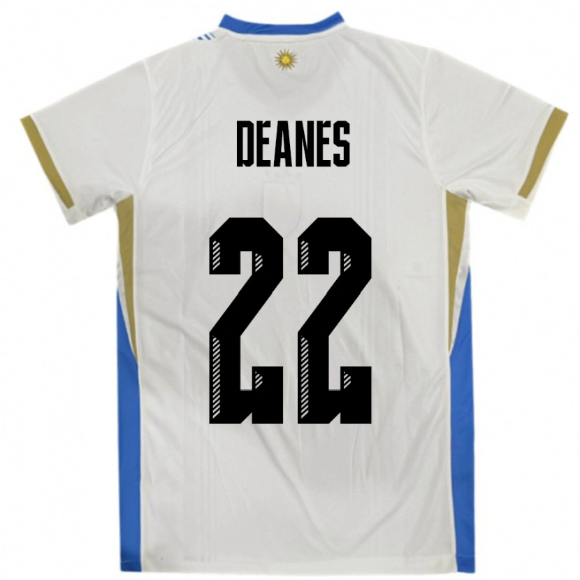 Danxen Hombre Camiseta Uruguay Tiago Deanes #22 Blanco Azul 2ª Equipación 24-26 La Camisa México