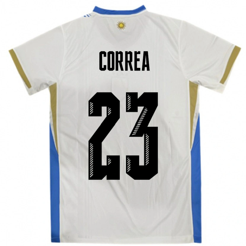 Danxen Hombre Camiseta Uruguay Fabrizio Correa #23 Blanco Azul 2ª Equipación 24-26 La Camisa México