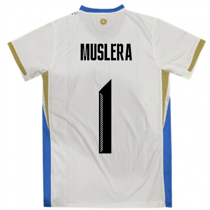 Danxen Hombre Camiseta Uruguay Fernando Muslera #1 Blanco Azul 2ª Equipación 24-26 La Camisa México