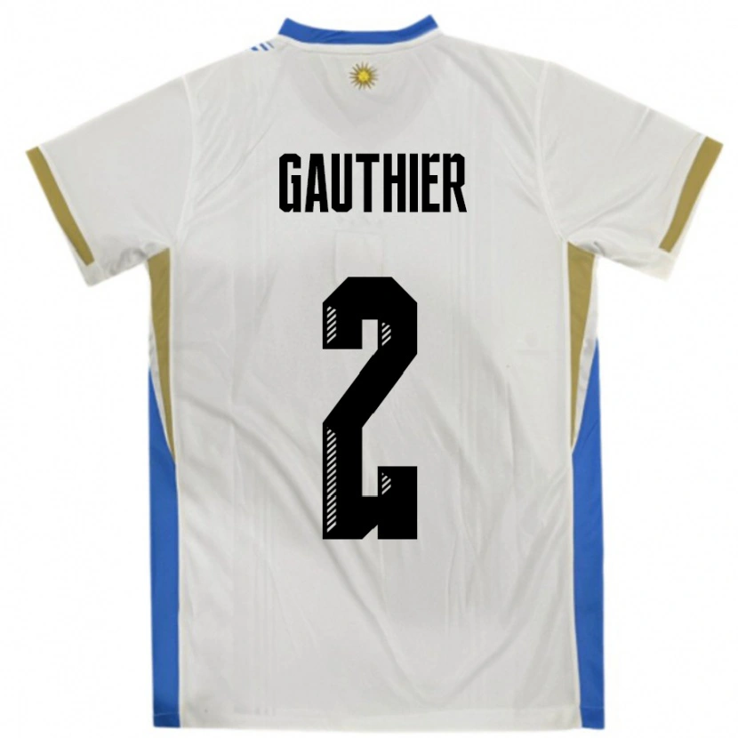 Danxen Hombre Camiseta Uruguay Valentin Gauthier #2 Blanco Azul 2ª Equipación 24-26 La Camisa México