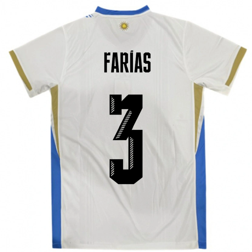 Danxen Hombre Camiseta Uruguay Daiana Farias #3 Blanco Azul 2ª Equipación 24-26 La Camisa México