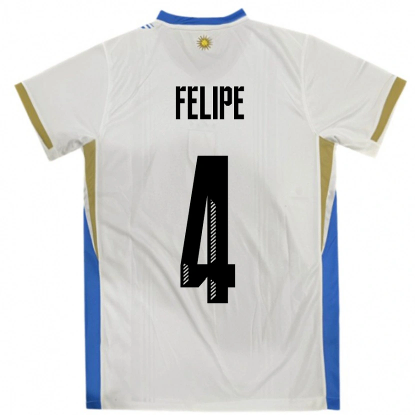 Danxen Hombre Camiseta Uruguay Laura Felipe #4 Blanco Azul 2ª Equipación 24-26 La Camisa México