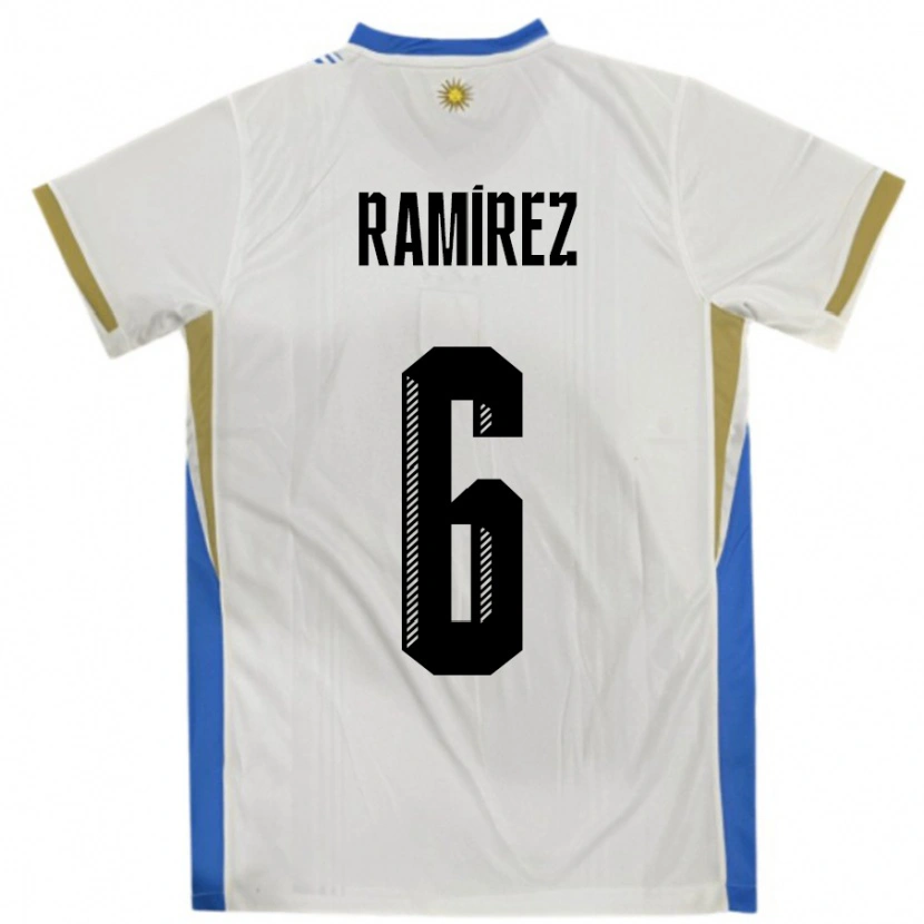 Danxen Hombre Camiseta Uruguay Sindy Ramirez #6 Blanco Azul 2ª Equipación 24-26 La Camisa México