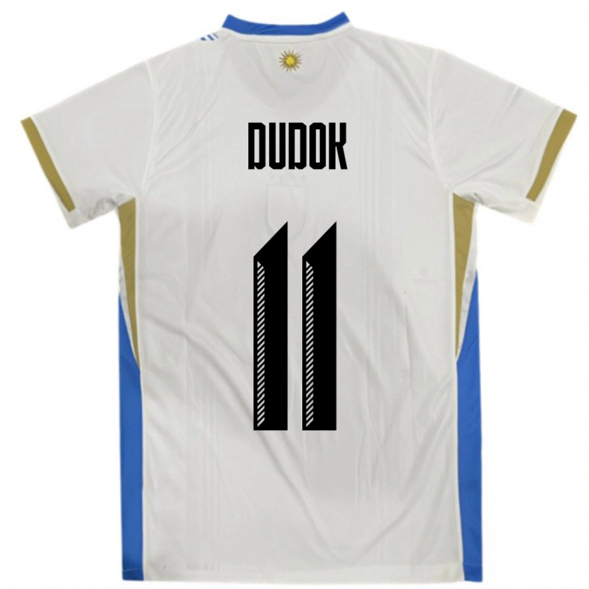Danxen Hombre Camiseta Uruguay Rodrigo Dudok #11 Blanco Azul 2ª Equipación 24-26 La Camisa México