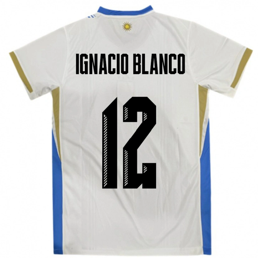 Danxen Hombre Camiseta Uruguay Juan Ignacio Blanco #12 Blanco Azul 2ª Equipación 24-26 La Camisa México