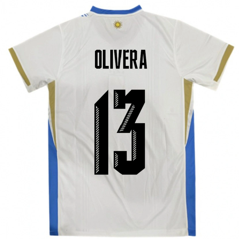 Danxen Hombre Camiseta Uruguay Sofia Olivera #13 Blanco Azul 2ª Equipación 24-26 La Camisa México
