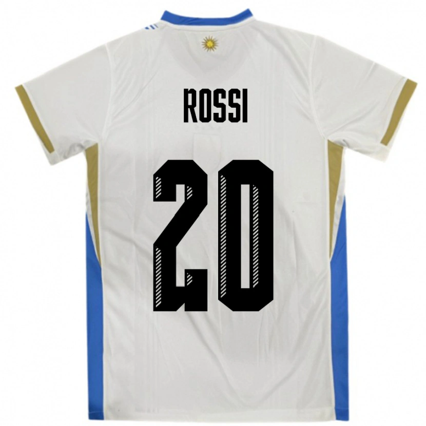 Danxen Hombre Camiseta Uruguay Diego Rossi #20 Blanco Azul 2ª Equipación 24-26 La Camisa México