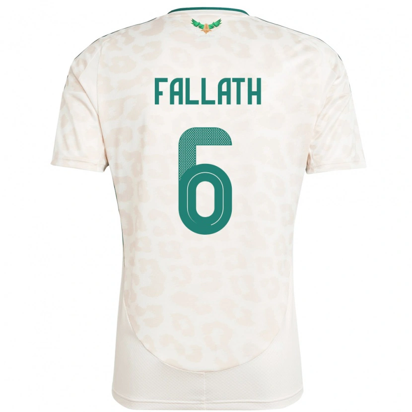 Danxen Hombre Camiseta Arabia Saudita Mohammed Fallath #6 Blanco 2ª Equipación 24-26 La Camisa México
