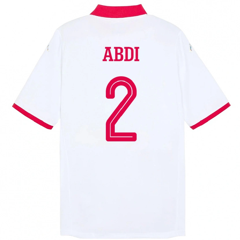 Danxen Hombre Camiseta Túnez Ali Abdi #2 Blanco 2ª Equipación 24-26 La Camisa México