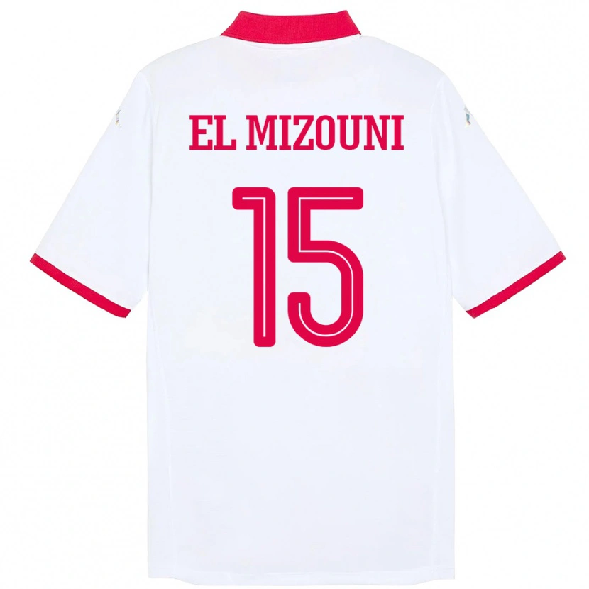 Danxen Hombre Camiseta Túnez Idris El Mizouni #15 Blanco 2ª Equipación 24-26 La Camisa México