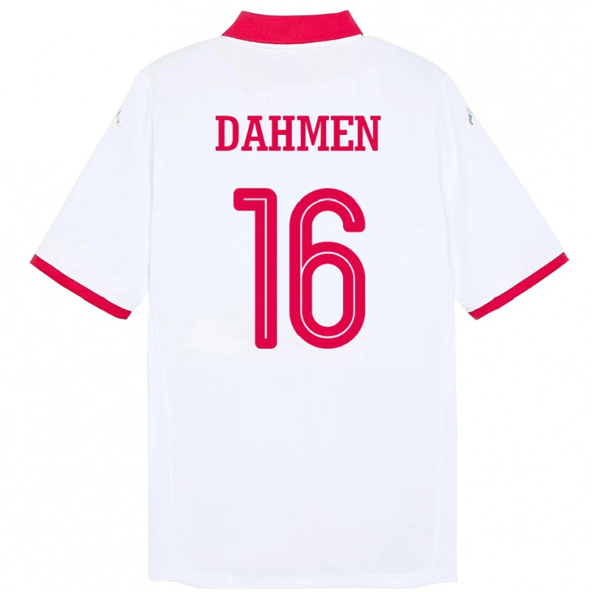 Danxen Hombre Camiseta Túnez Aymen Dahmen #16 Blanco 2ª Equipación 24-26 La Camisa México