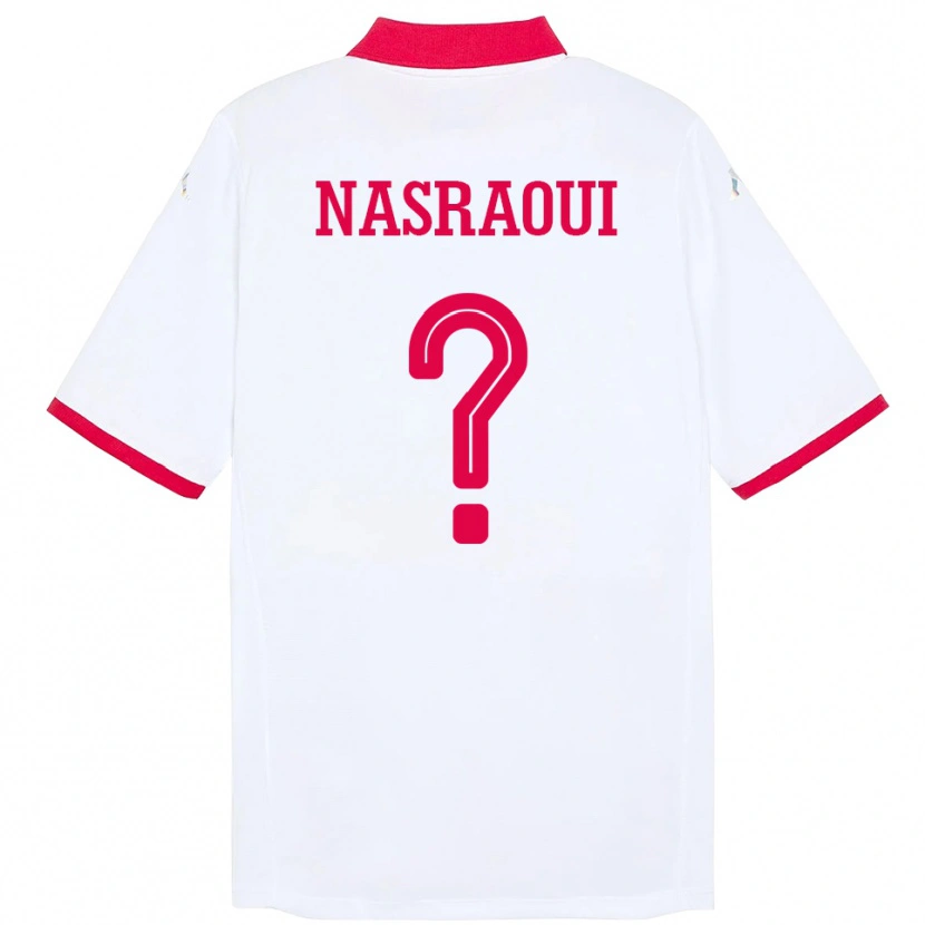 Danxen Hombre Camiseta Túnez Mohamed Nasraoui #0 Blanco 2ª Equipación 24-26 La Camisa México