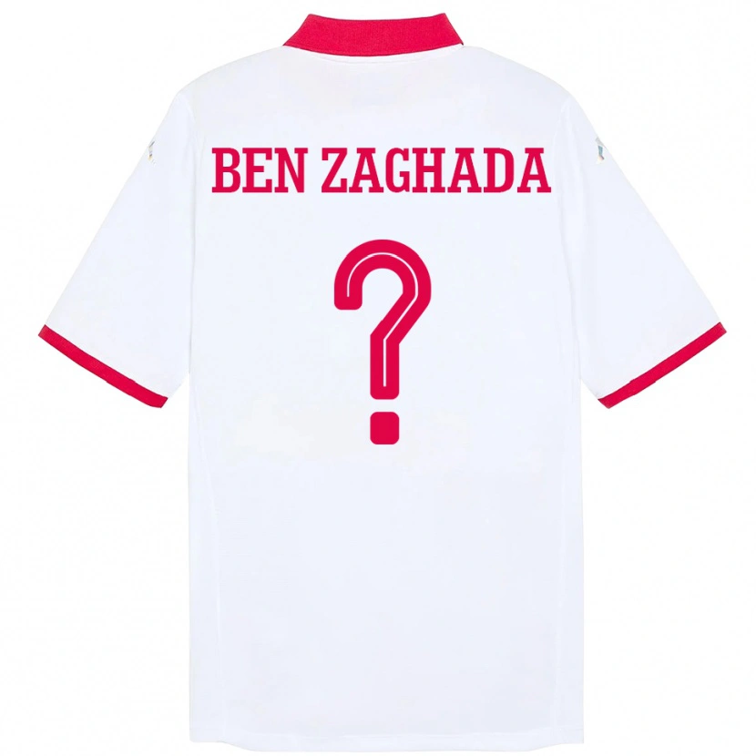 Danxen Hombre Camiseta Túnez Mohamed Amine Ben Zaghada #0 Blanco 2ª Equipación 24-26 La Camisa México