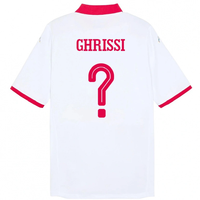 Danxen Hombre Camiseta Túnez Achref Ghrissi #0 Blanco 2ª Equipación 24-26 La Camisa México