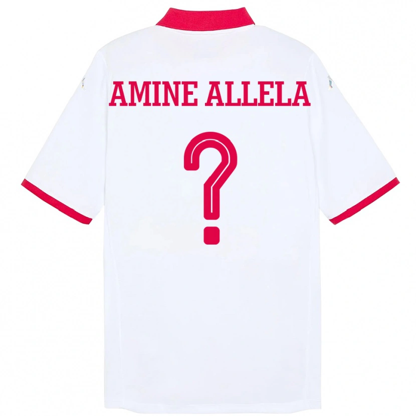 Danxen Hombre Camiseta Túnez Mohamed Amine Allela #0 Blanco 2ª Equipación 24-26 La Camisa México