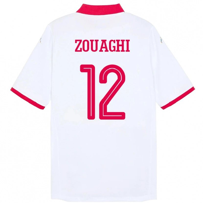 Danxen Hombre Camiseta Túnez Thomas Zouaghi #12 Blanco 2ª Equipación 24-26 La Camisa México