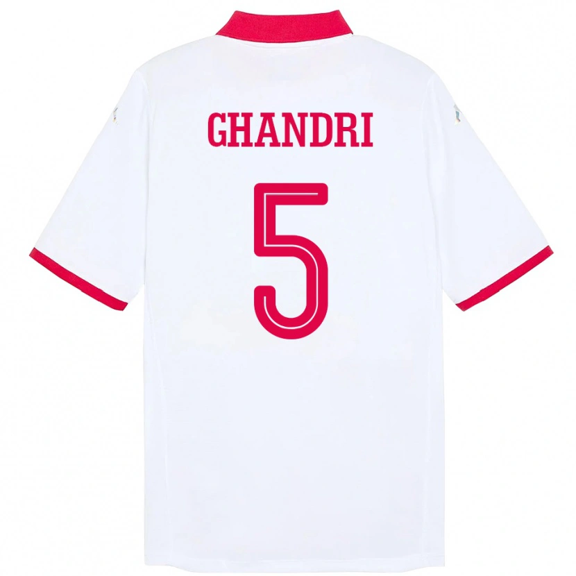 Danxen Hombre Camiseta Túnez Nader Ghandri #5 Blanco 2ª Equipación 24-26 La Camisa México