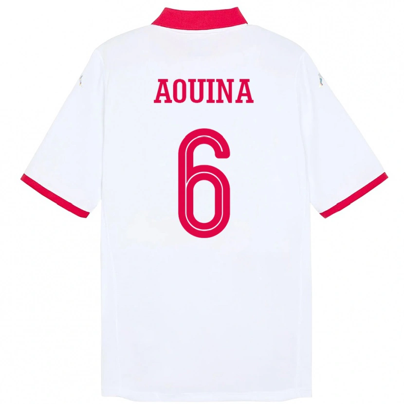 Danxen Hombre Camiseta Túnez Rania Aouina #6 Blanco 2ª Equipación 24-26 La Camisa México