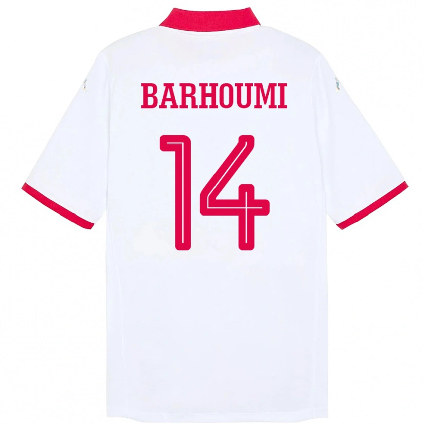 Danxen Hombre Camiseta Túnez Salah Barhoumi #14 Blanco 2ª Equipación 24-26 La Camisa México