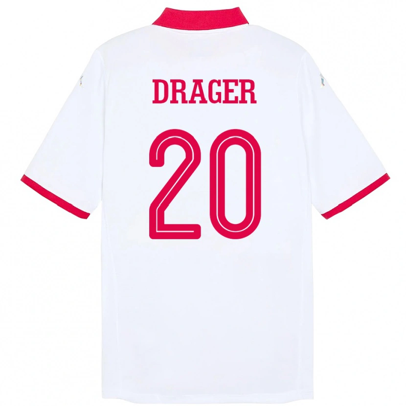 Danxen Hombre Camiseta Túnez Mohamed Drager #20 Blanco 2ª Equipación 24-26 La Camisa México