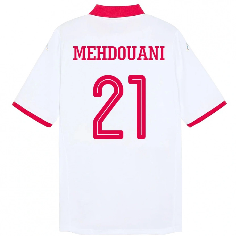 Danxen Hombre Camiseta Túnez Firas Mehdouani #21 Blanco 2ª Equipación 24-26 La Camisa México
