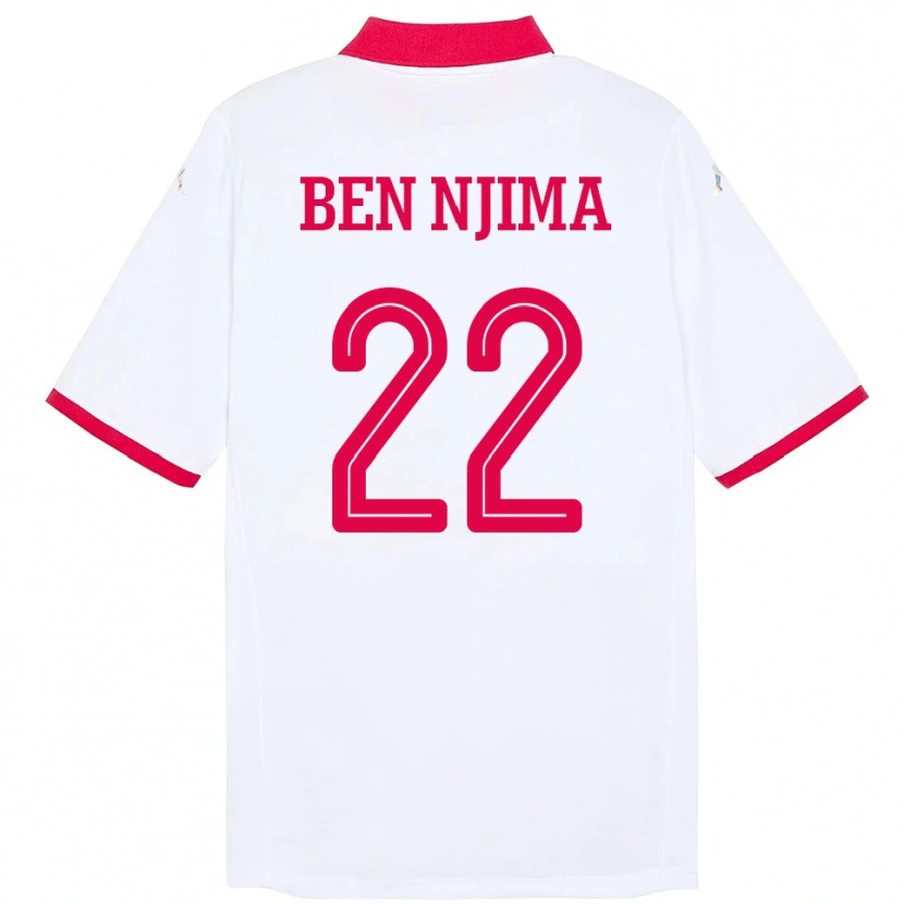Danxen Hombre Camiseta Túnez Firas Ben Njima #22 Blanco 2ª Equipación 24-26 La Camisa México