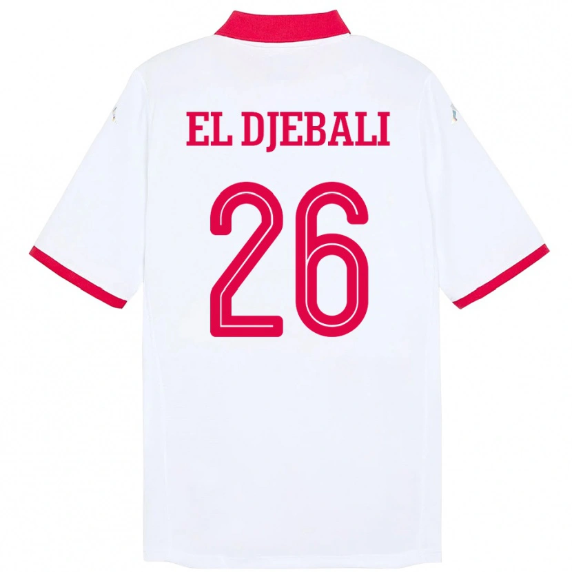 Danxen Hombre Camiseta Túnez Chaim El Djebali #26 Blanco 2ª Equipación 24-26 La Camisa México