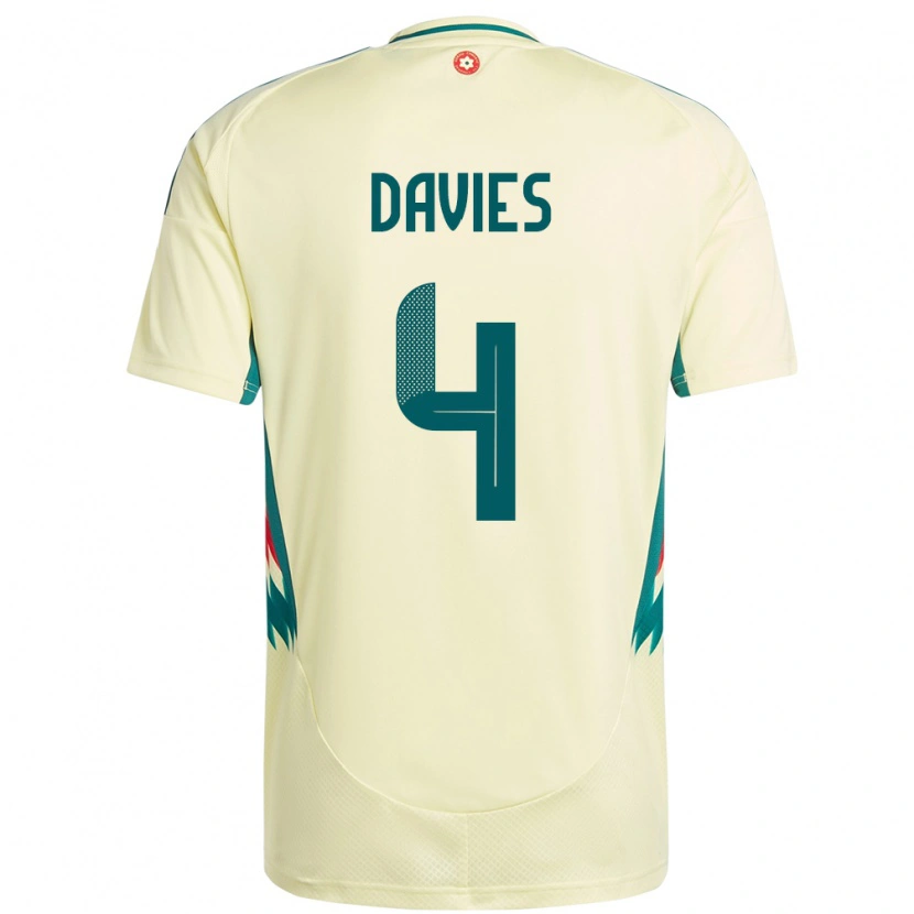 Danxen Hombre Camiseta Gales Ben Davies #4 Beige Amarillo 2ª Equipación 24-26 La Camisa México