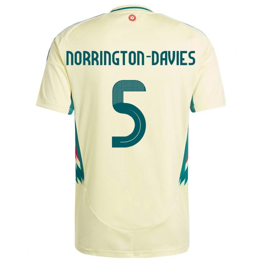 Danxen Hombre Camiseta Gales Rhys Norrington-Davies #5 Beige Amarillo 2ª Equipación 24-26 La Camisa México